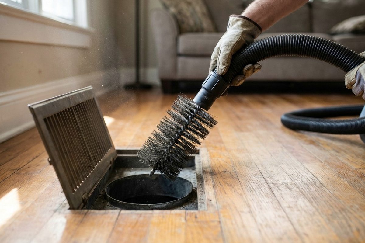 Duct Cleaning technician at work